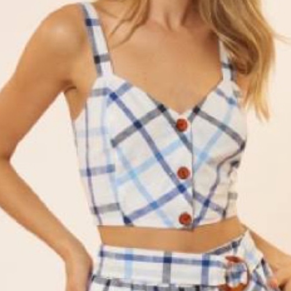 Red Carter- Blue Plaid Crop Top